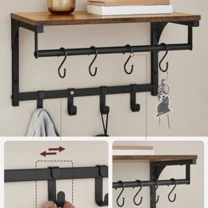 Sieninė lentyna su kabliukais