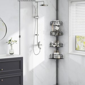 Metalinė kampinė dušo lentyna reguliuojamo aukščio