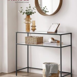 Konsolinis staliukas su stiklinėmis lentynomis