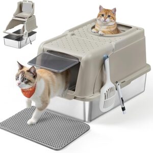 Didelė katino kraiko dėžė su kilimėliu