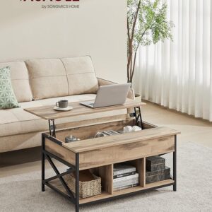 Kavos staliukas su pakeliama lentyna