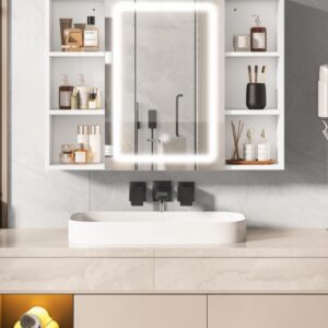 Vonios spintelė su Led apšvietimu ir lentynėlėmis