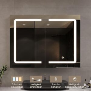 Vonios spintelė su Led apšvietimu ir elektros lizdu